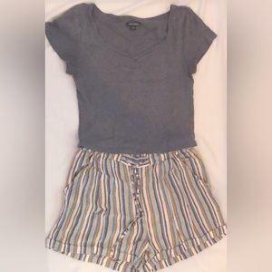 High waisted striped cotton shorts by ANGIE